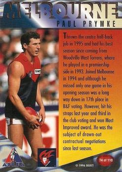 1996 Select AFL Centenary Series #74 Paul Prymke Back